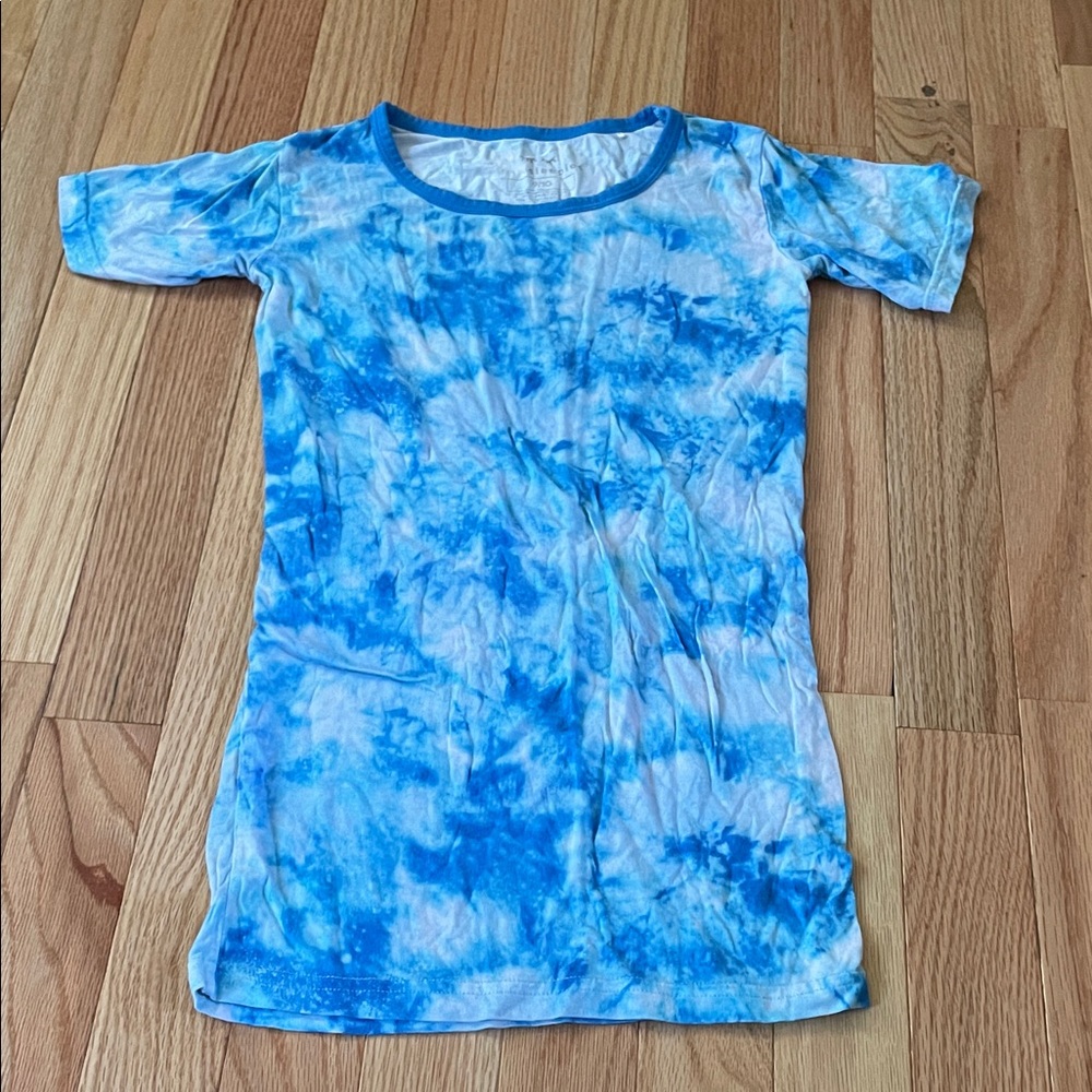 Little Sleepies Pajama Shirt Boys 9/10 Blue Tie Dye Print Short Sleeve